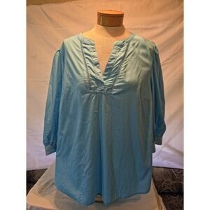 st johns bay womens tops 0x Peasant 3/4 Sleeves Aqua